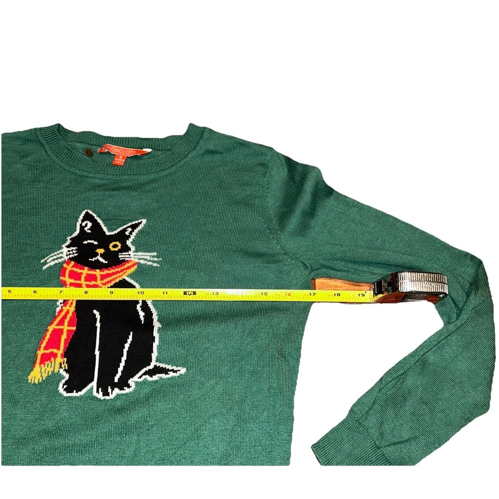Modcloth Green‎ Cat Knit Sweater Top Size Small Cat Themed Clothing Green - Picture 7 of 7